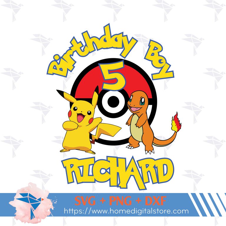 Birthday Boy Pikachu SVG, PNG, DXF