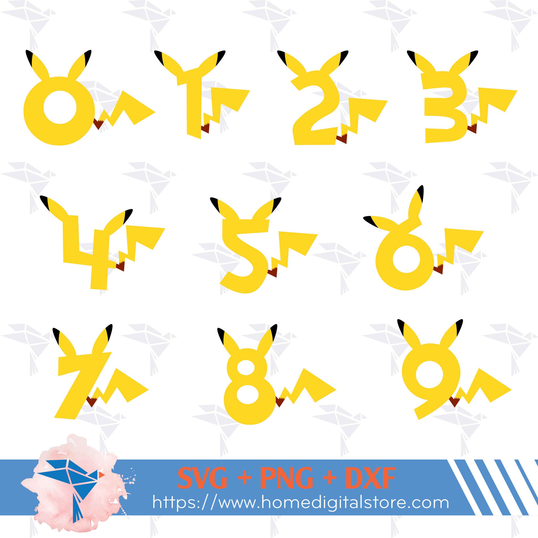 Pikachu Numbers Svg Png Dxf