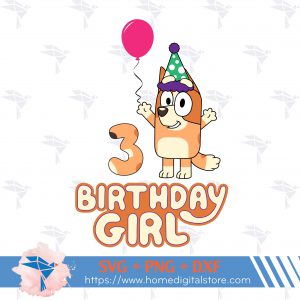 Bluey Bingo Birthday Girl Iron On Design with Age - Digital File