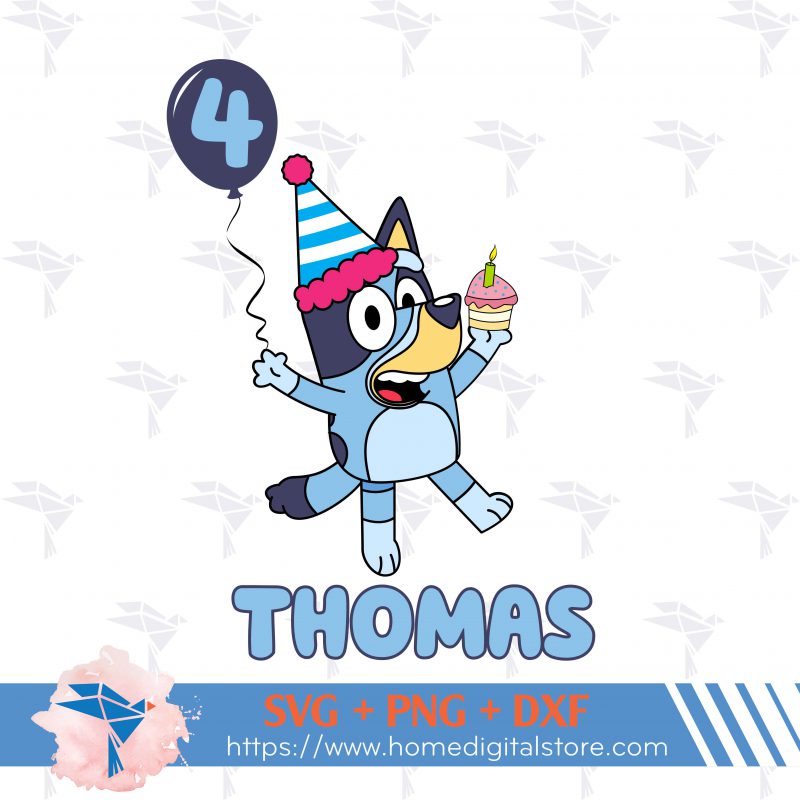 Bluey Birthday Customized Name Svg Png Dxf 7502