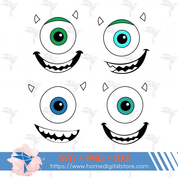 Mike Wazowski Face SVG, PNG, DXF