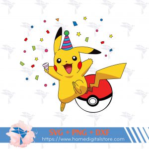 Pikachu Birthday SVG, PNG, DXF