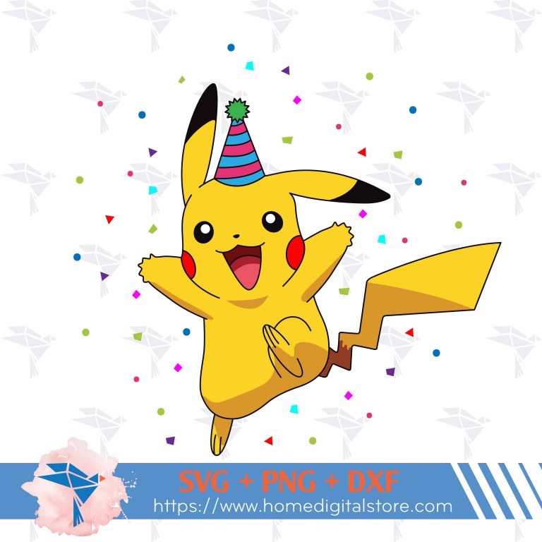 Pikachu Birthday SVG, PNG, DXF