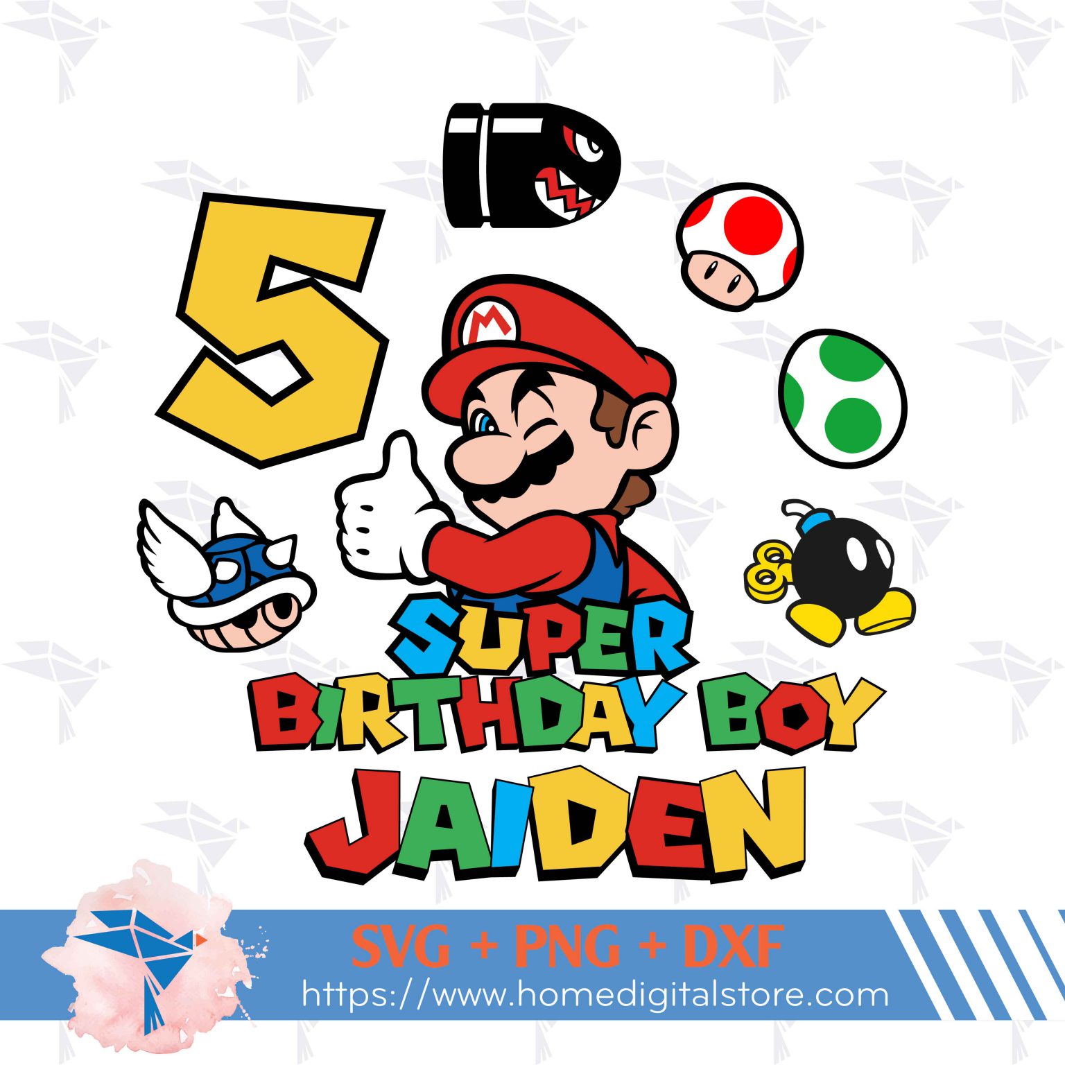 Super Birthday Boy Mario SVG, PNG, DXF for Cutting, Printing