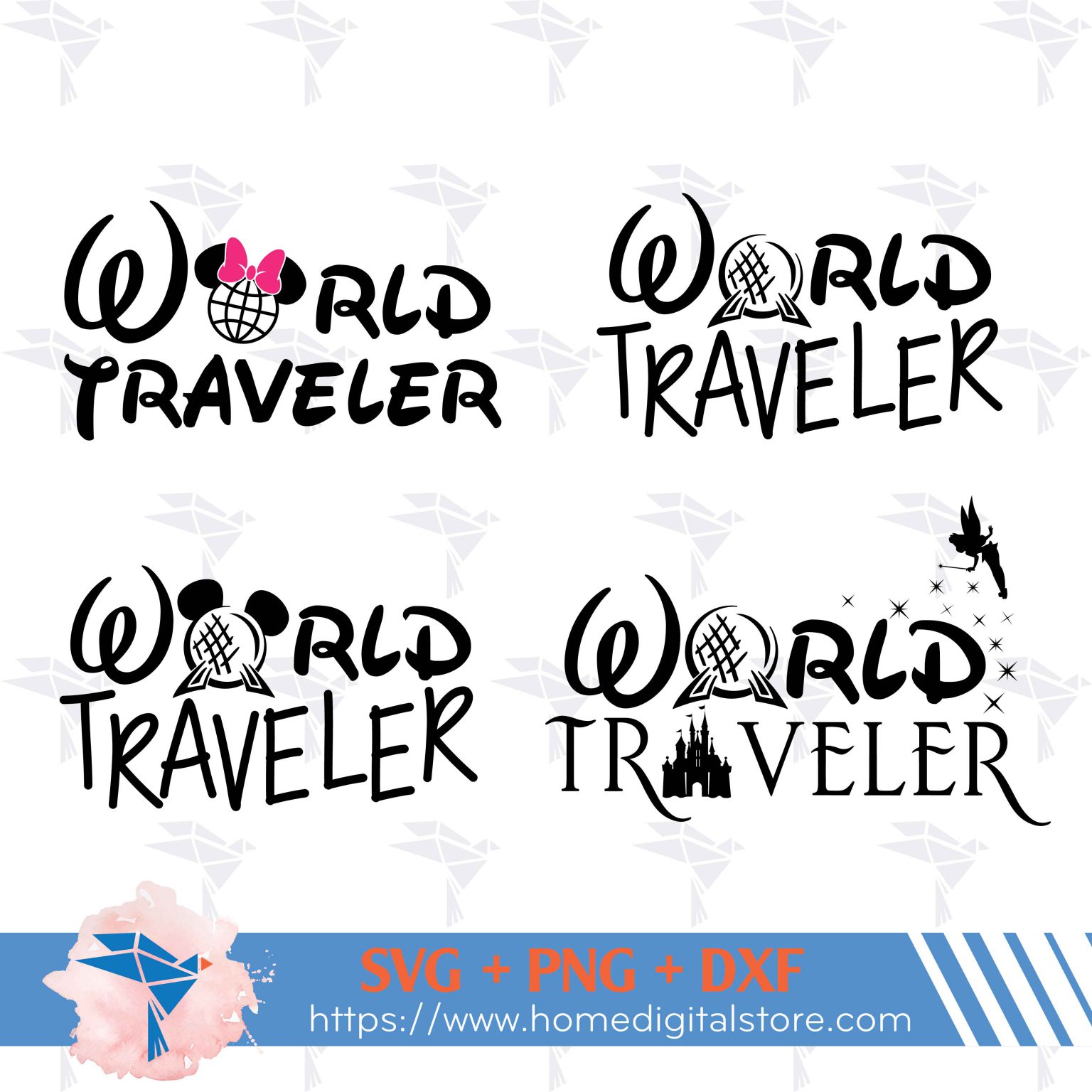 World Traveler Mickey SVG, PNG, DXF