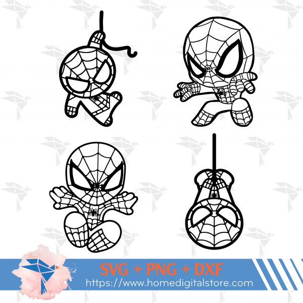 Baby Spiderman Outline SVG, PNG, DXF