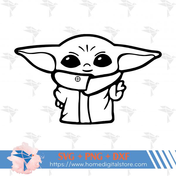 Baby Yoda Free SVG, PNG, DXF