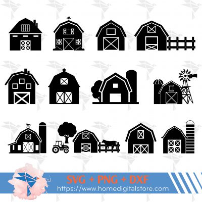 Barn Silhouette SVG, PNG, DXF