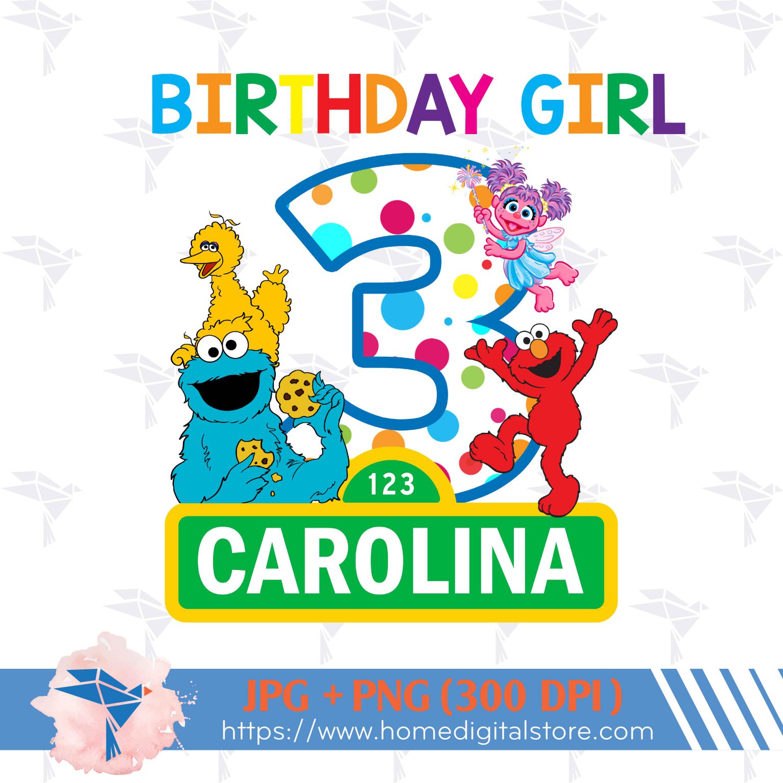 Birthday Girl Sesame Street PNG, JPG