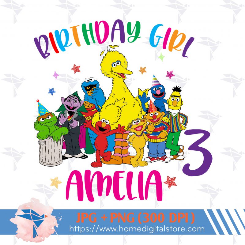 Birthday Girl Sesame Street PNG, JPG