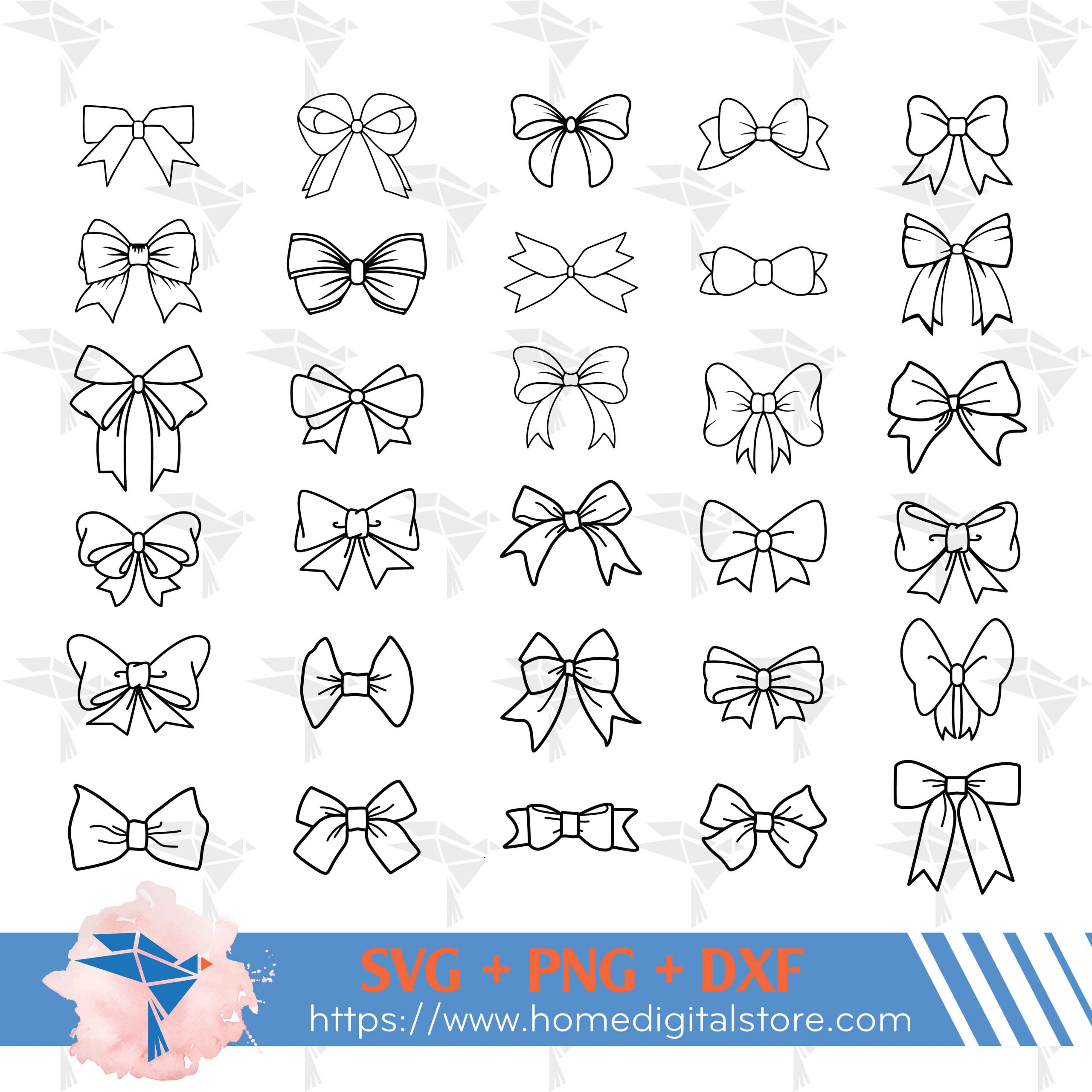 Bow Ribbon Outline SVG Cut Files