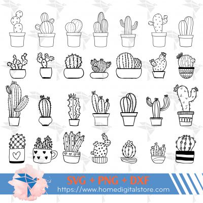 Cactus Outline SVG, PNG, DXF