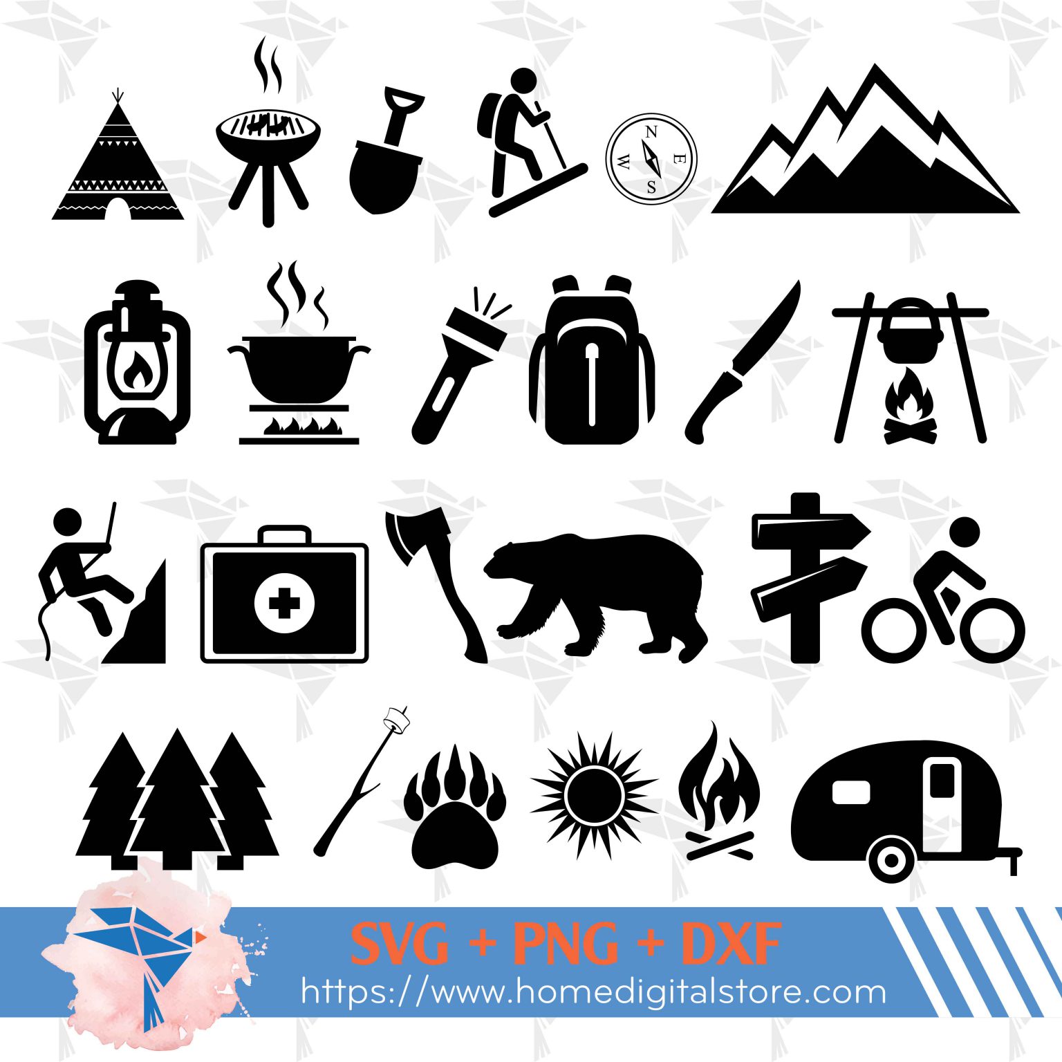 Camping Heartbeat SVG, PNG, DXF