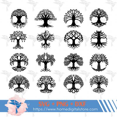 Celtic Tree Silhouette SVG, PNG, DXF