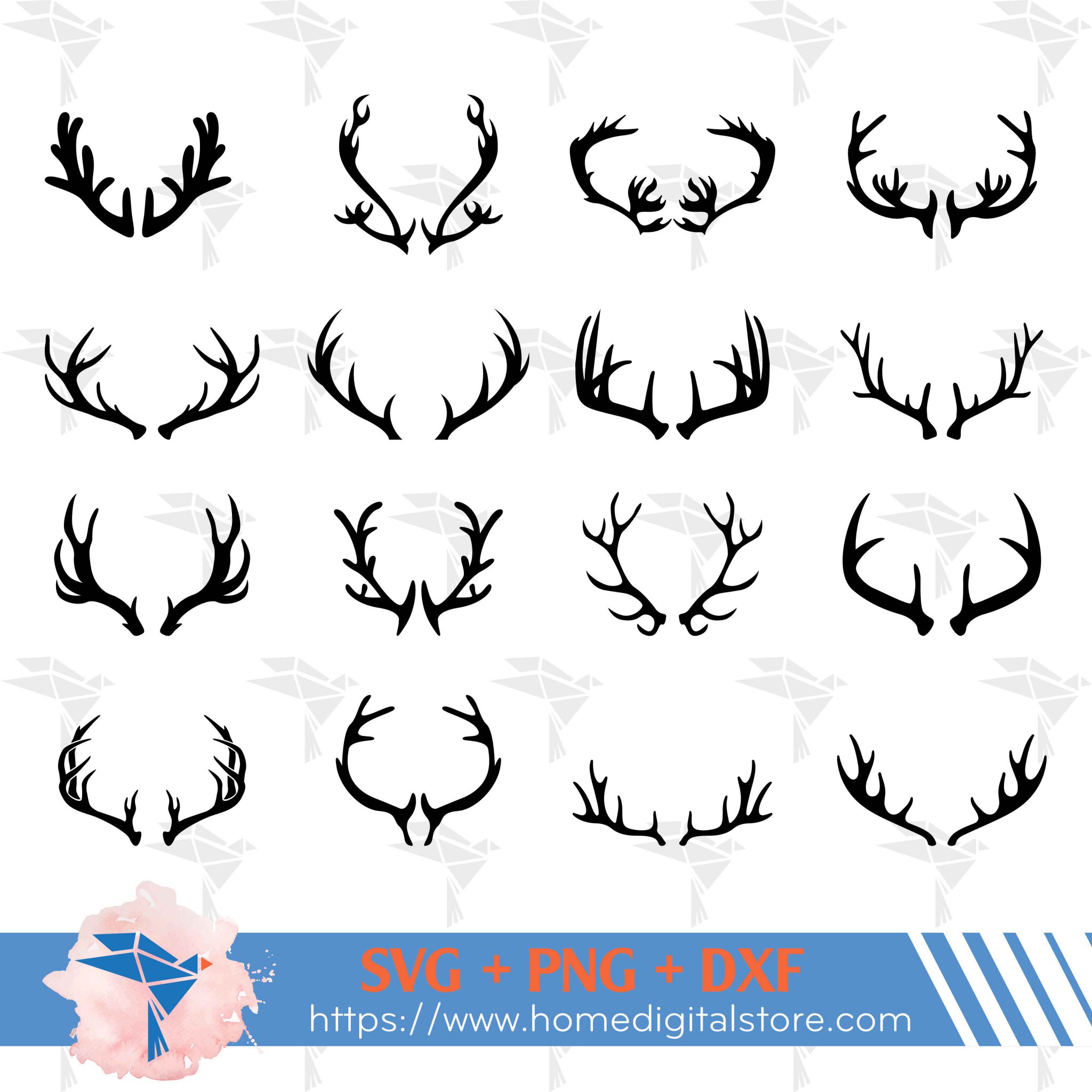 Deer Antler SVG PNG DXF   Deer Antlers 01 2048x2048 