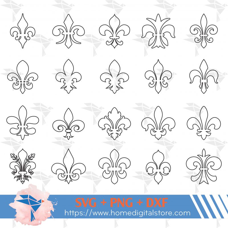 Fleur De Lis Outline SVG, PNG, DXF