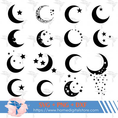 Moon Silhouette SVG, PNG, DXF