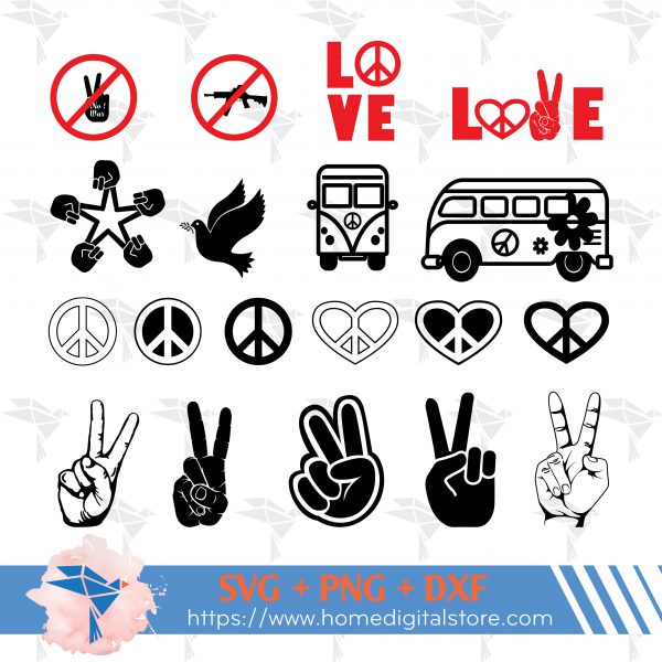 Peace Sign Silhouette SVG, PNG, DXF