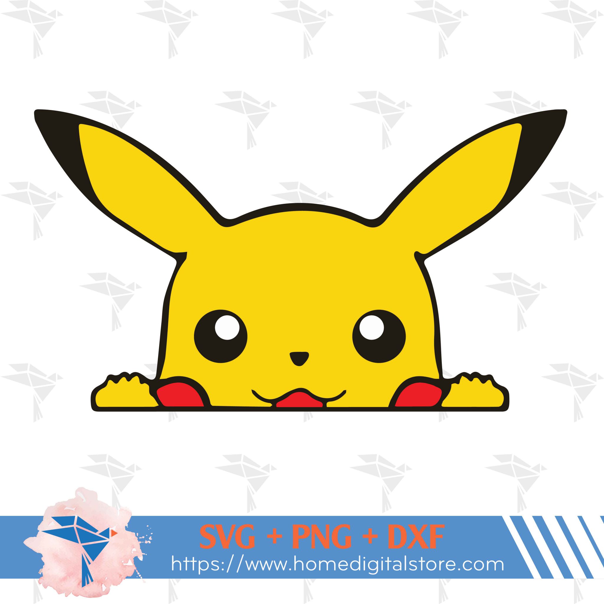 Pikachu Head Free SVG, PNG, DXF