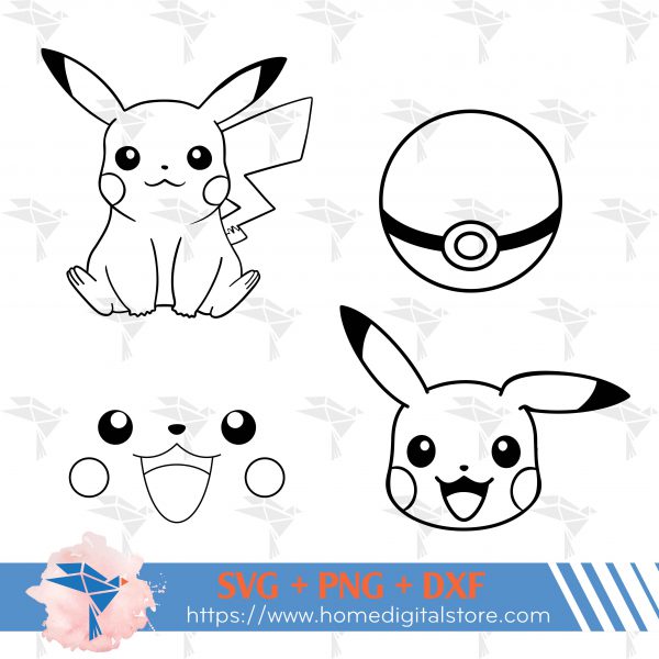 Pikachu Outline Free SVG, PNG, DXF