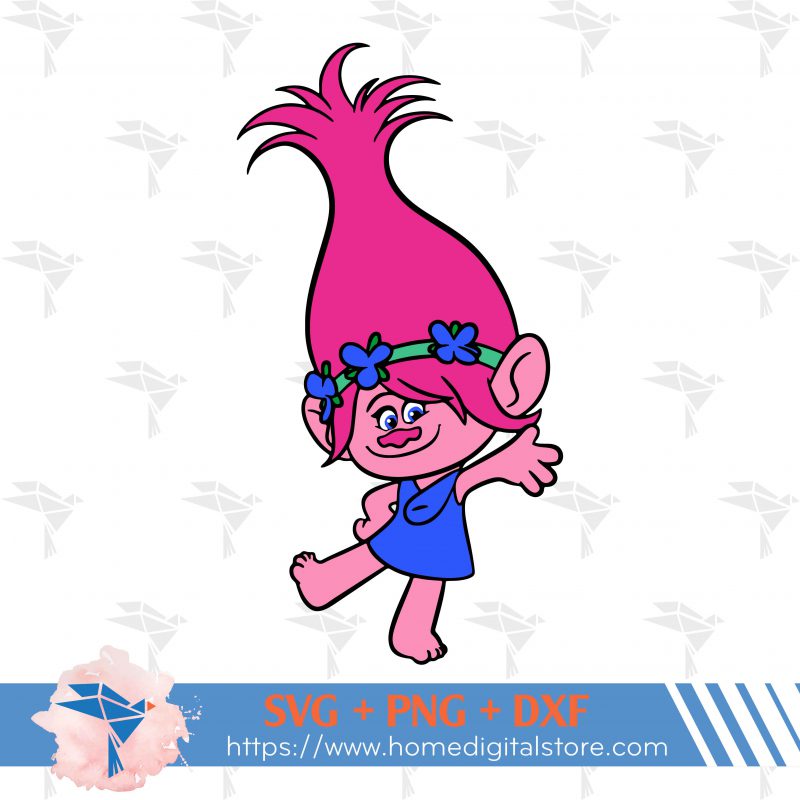 Poppy Trolls Free SVG, PNG, DXF