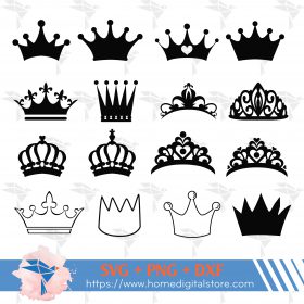 Princess Crown Silhouette SVG, PNG, DXF