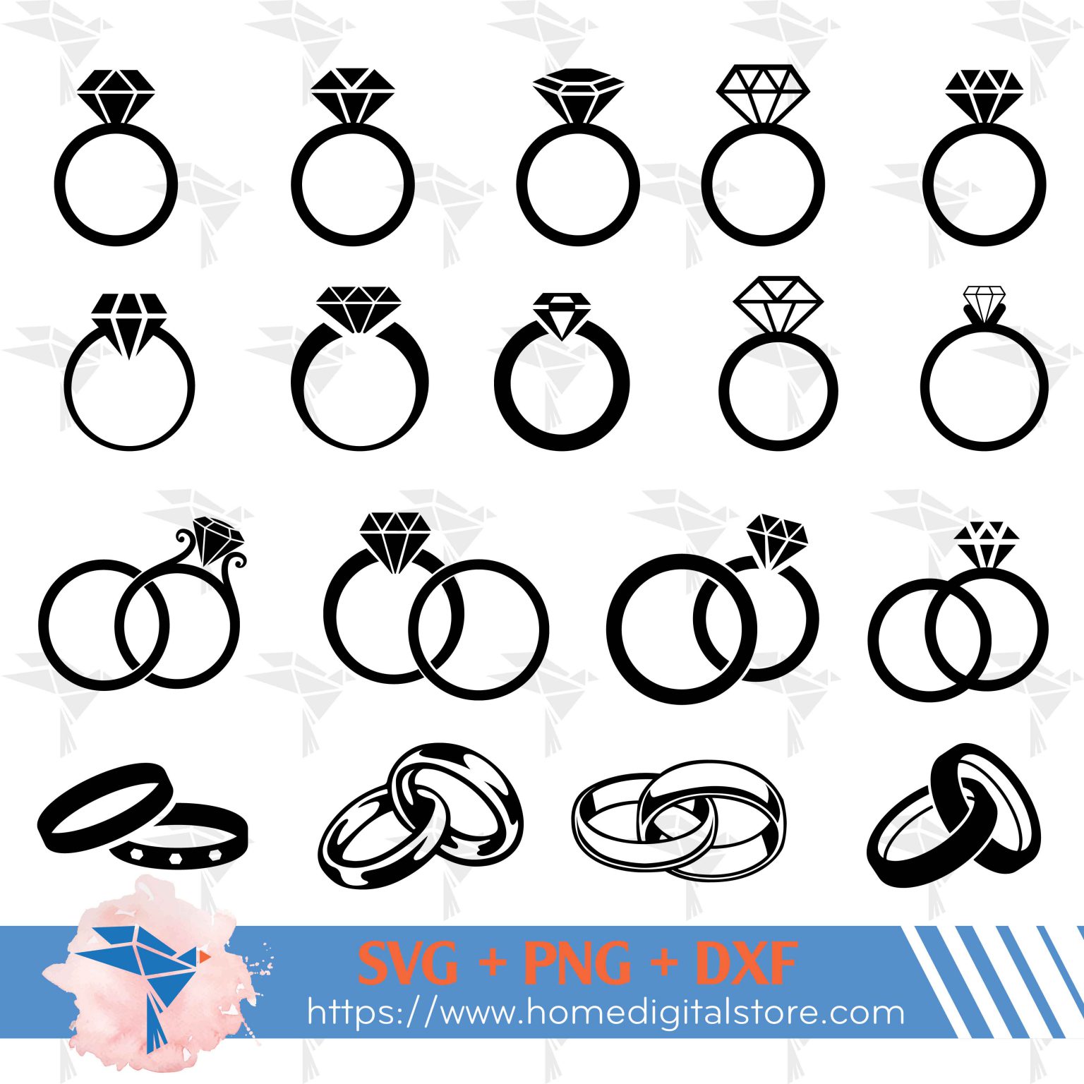 Ring Wedding SVG, PNG, DXF