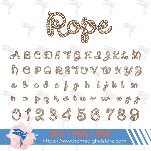 Rope Font SVG, PNG, DXF