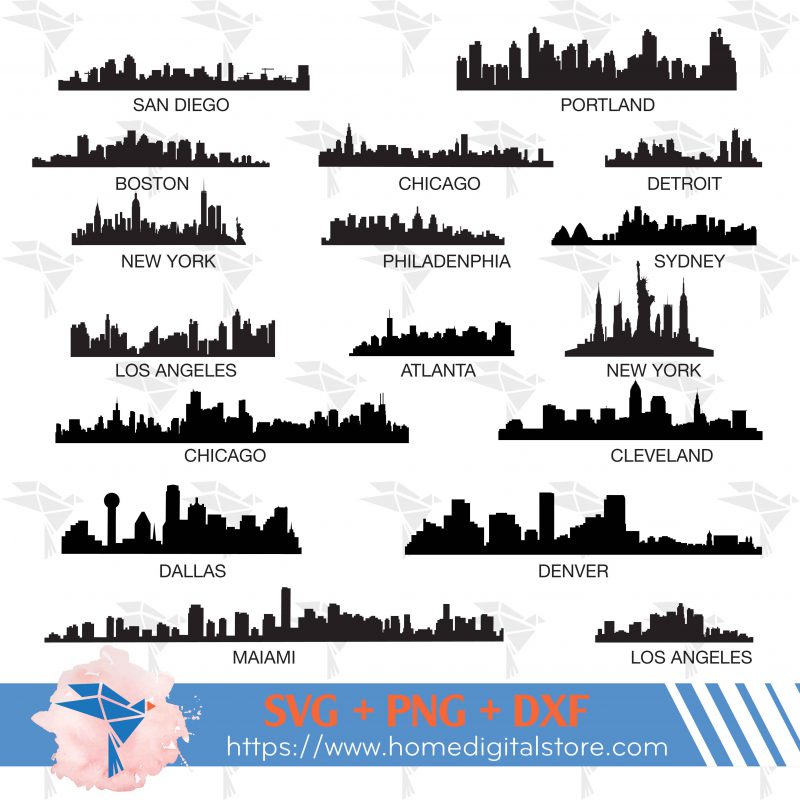 Skyline Silhouette SVG, PNG, DXF