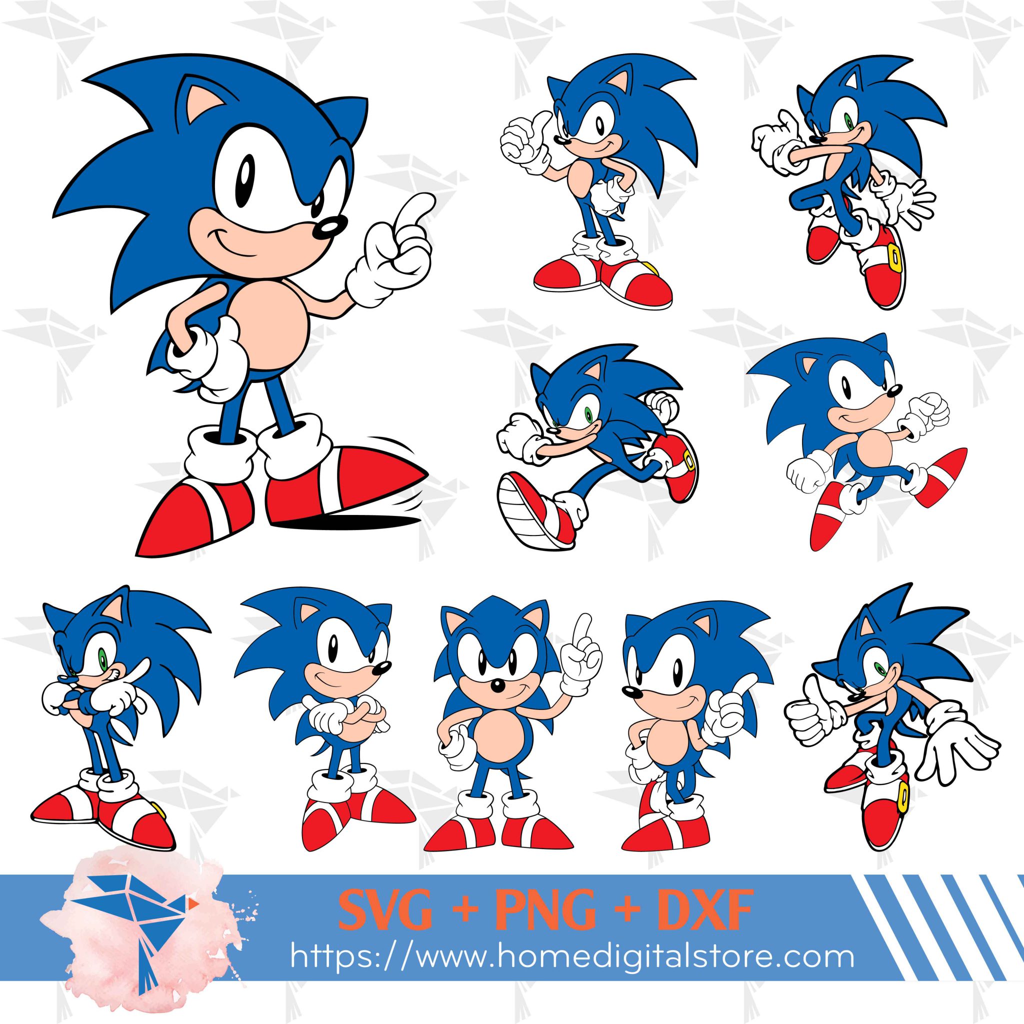 Sonic SVG, PNG, DXF