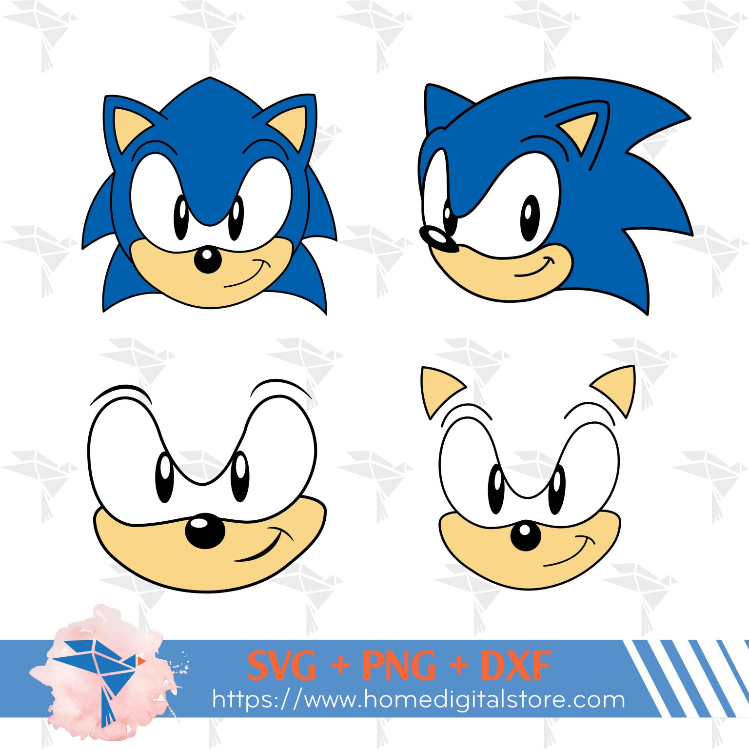 Sonic Face SVG, PNG, DXF