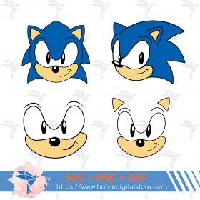 Sonic Face SVG, PNG, DXF