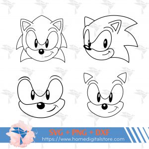 Sonic Face Outline SVG, PNG, DXF