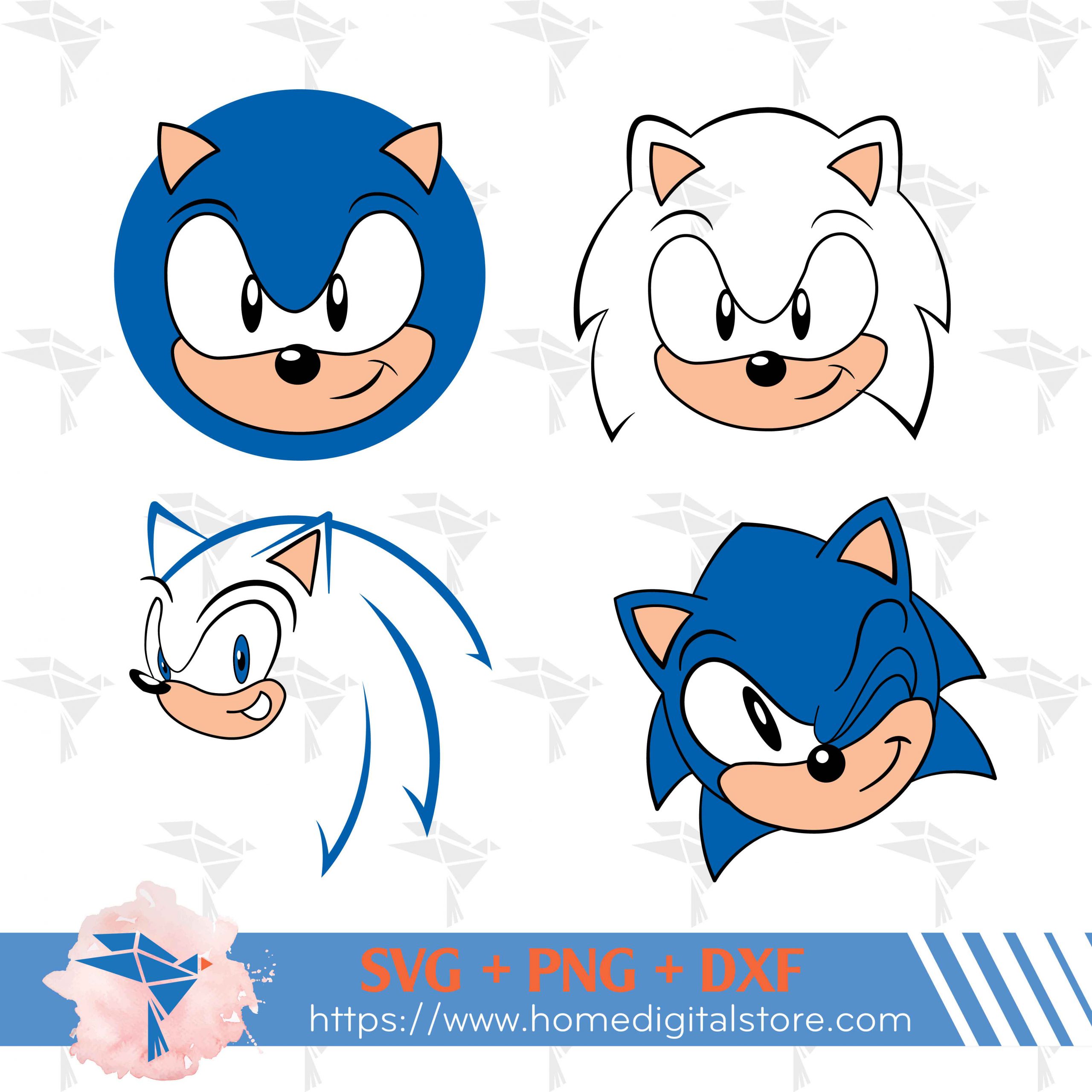 Sonic Face SVG, PNG, DXF Instant download files for Cricut Design Space,  Silhouette, Cutting, Printing, or more