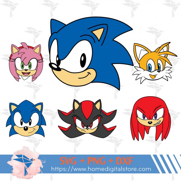 Sonic Hedgehog Head SVG, PNG, DXF