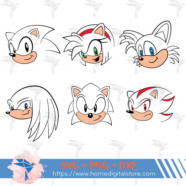 Sonic Hedgehog Head SVG, PNG, DXF