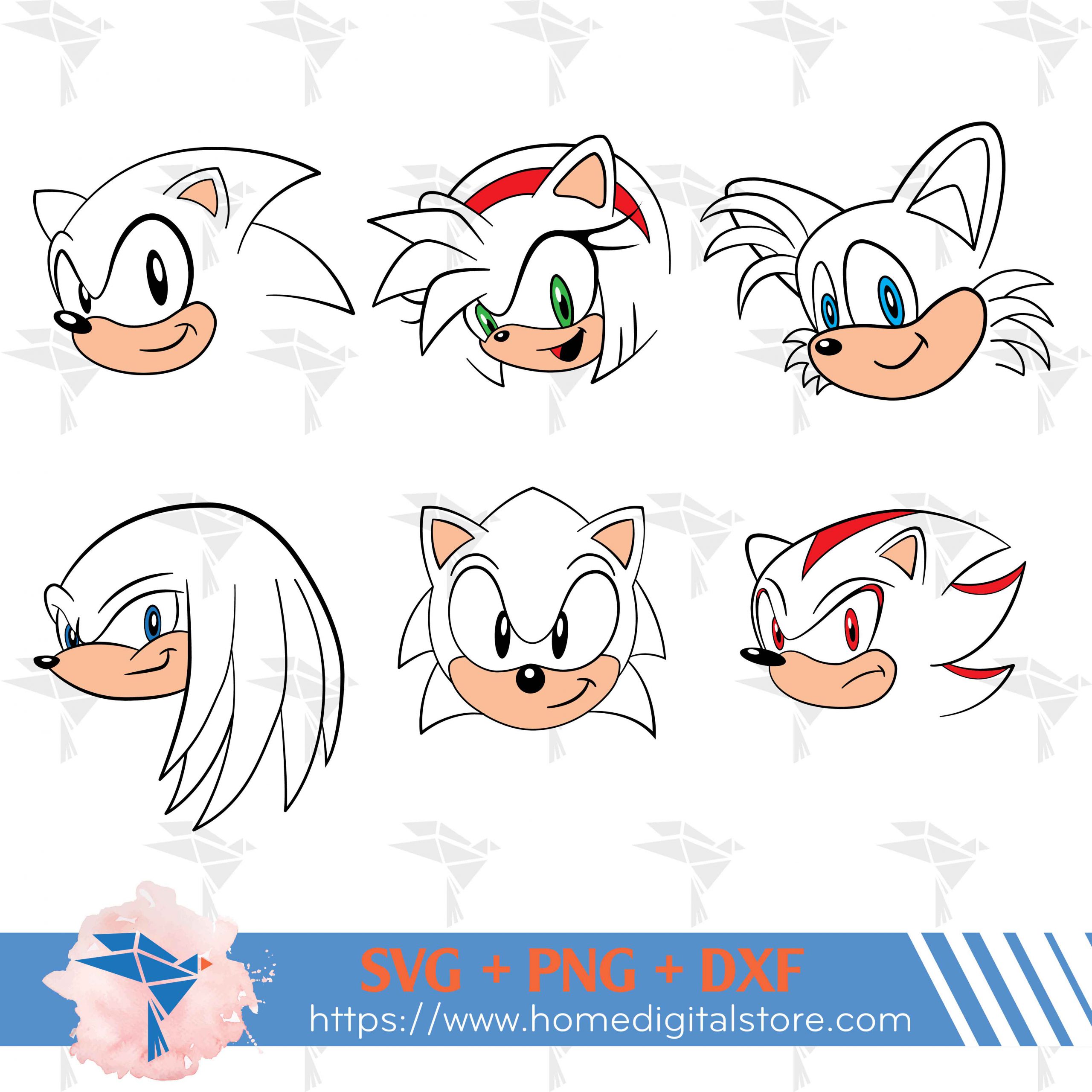 Sonic Face SVG, PNG, DXF Instant download files for Cricut Design Space,  Silhouette, Cutting, Printing, or more