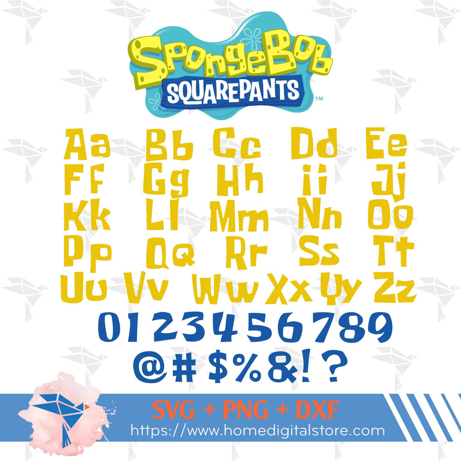 SpongeBob Font SVG, PNG, DXF