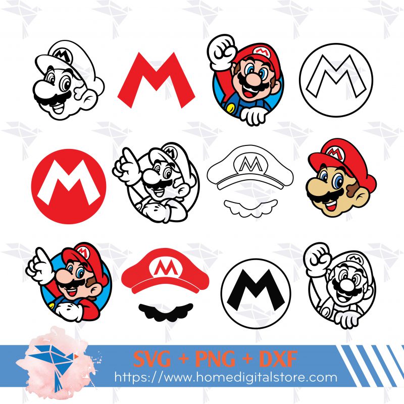 Super Mario Head SVG, PNG, DXF