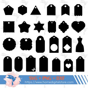 Gift Tag Silhouette SVG, PNG, DXF