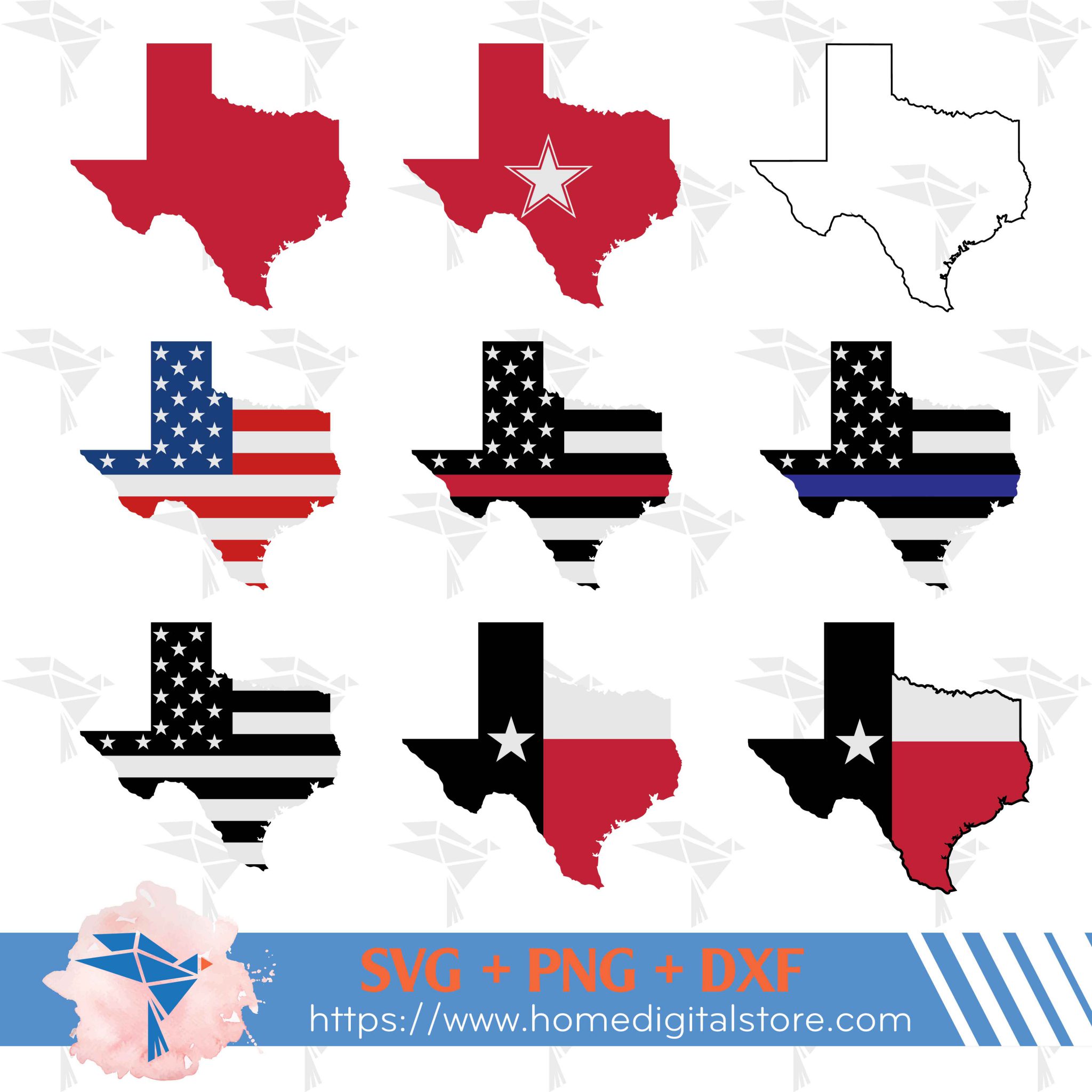 Texas Map SVG, PNG, DXF