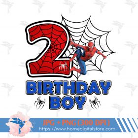 2nd Birthday Boy Spiderman PNG, JPG