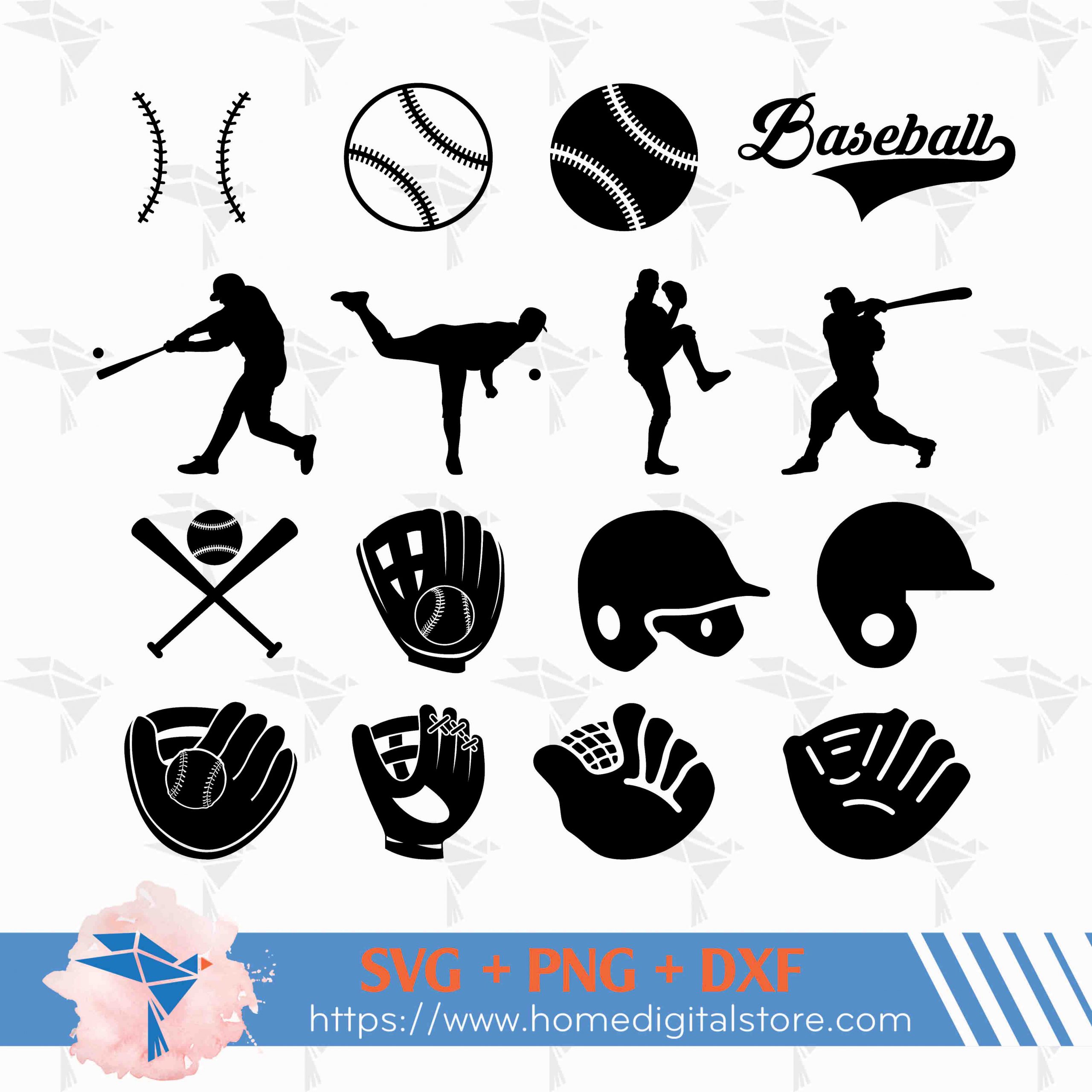 Baseball Silhouettes SVG & PNG