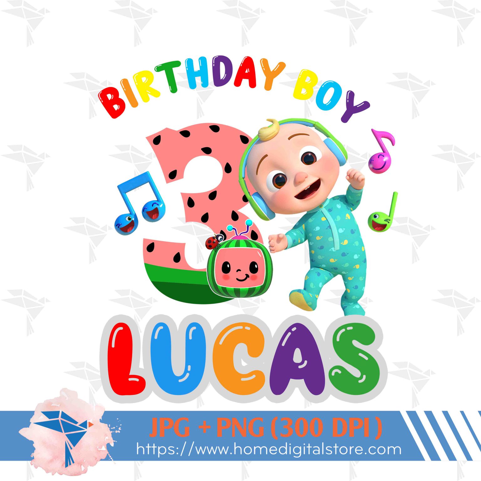 1st Birthday Boy Cocomelon PNG, JPG