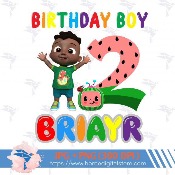 2nd Birthday Boy Cocomelon PNG, JPG