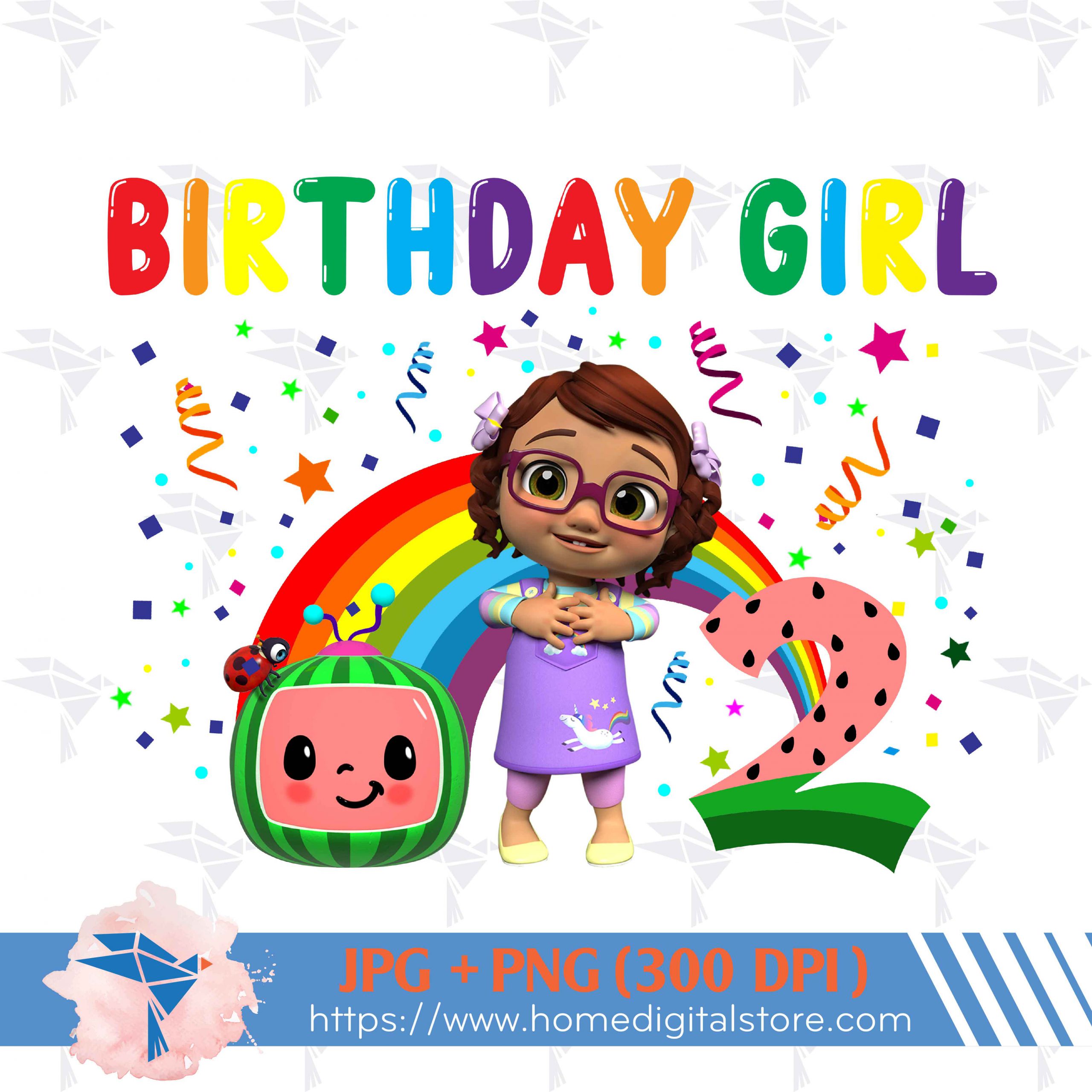 Birthday Girl Cocomelon PNG, JPG. Instant download files for Design,  Photography, Printing, or more