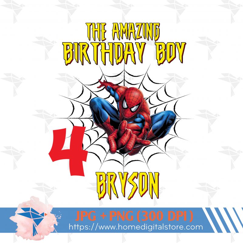 Birthday Boy Spiderman PNG, JPG