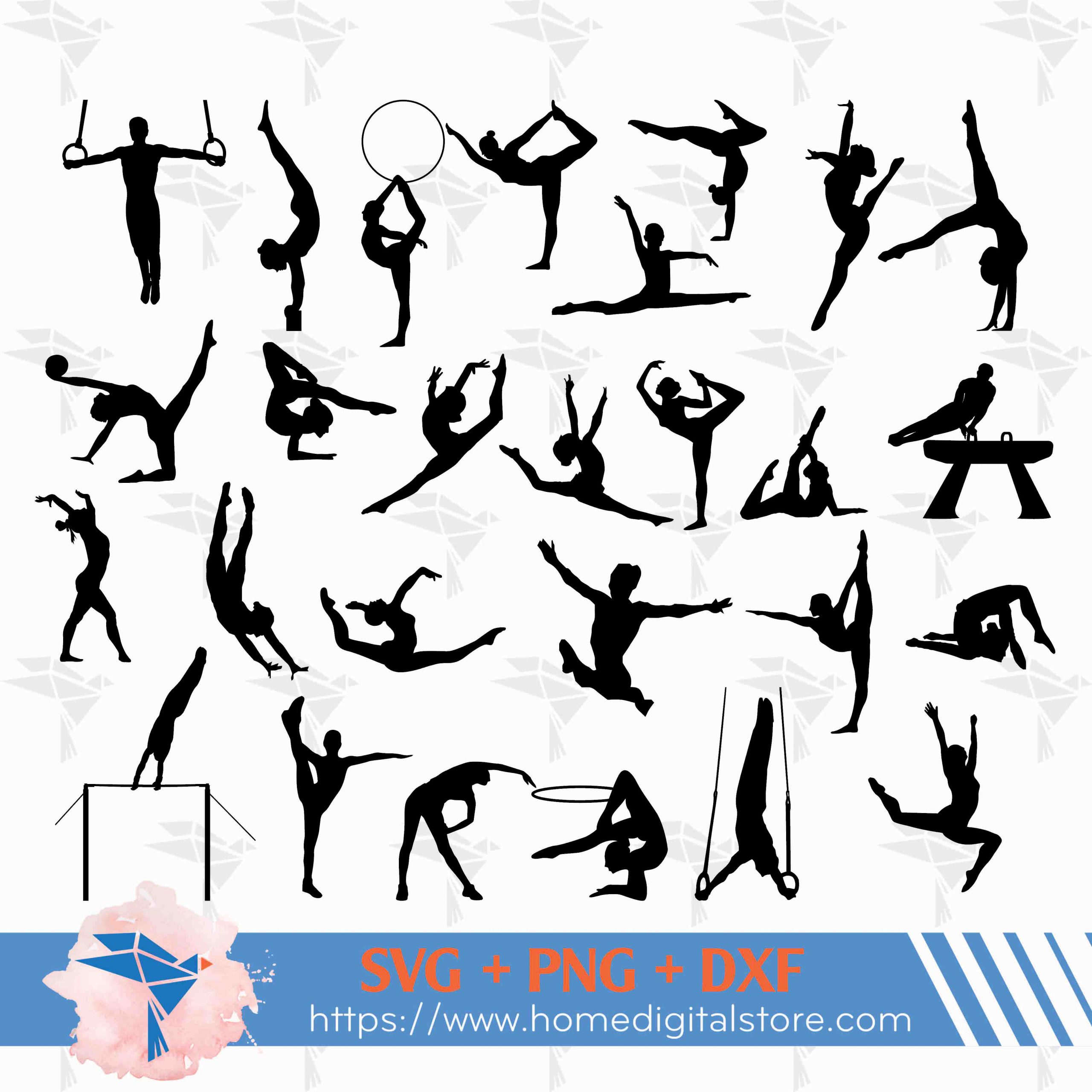 Gymnastics Silhouette SVG, PNG, DXF