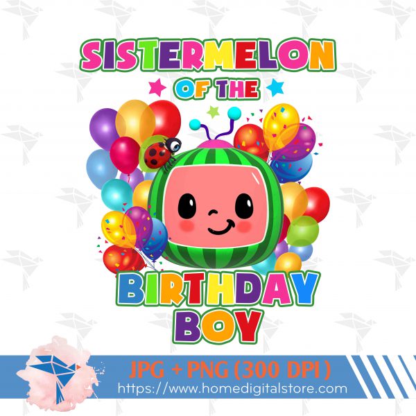 Sister of the Birthday Boy Cocomelon PNG, JPG