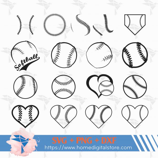 Softball SVG, PNG, DXF for Cutting, Printing, Designing or more